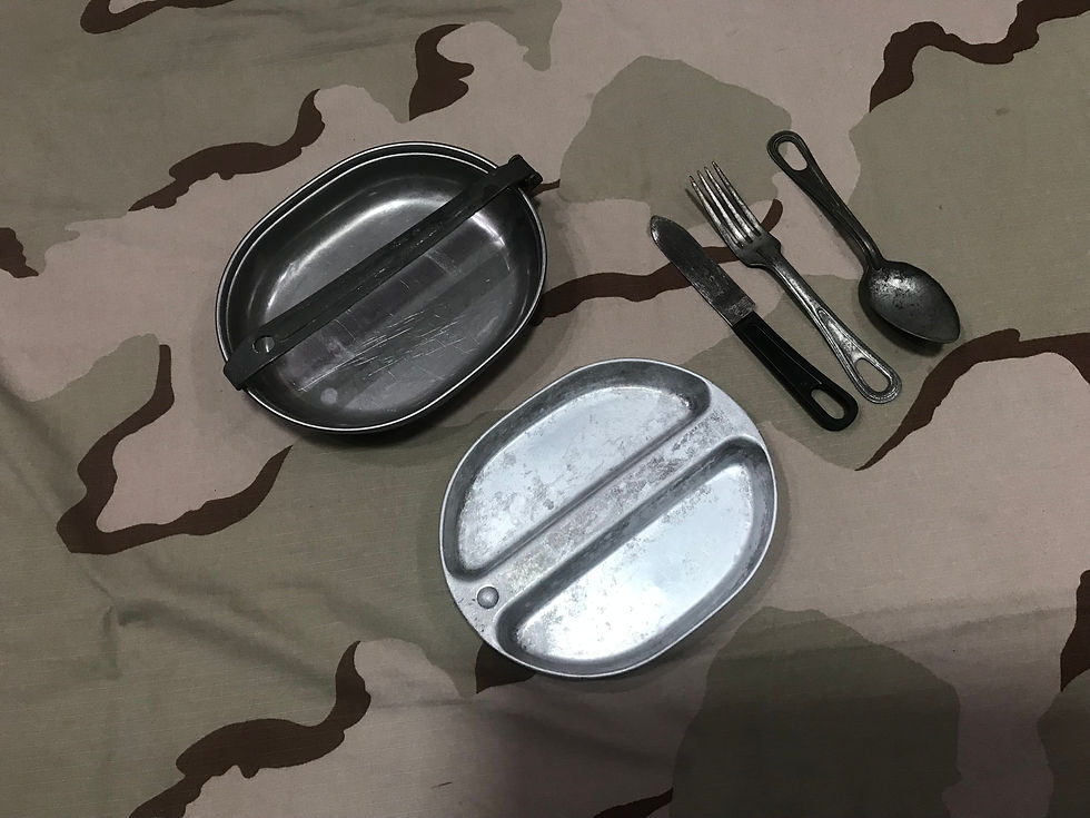 Thumbnail: WWII US GI Mess Kit Pan Dated 1942  : Spoon Fork Knife