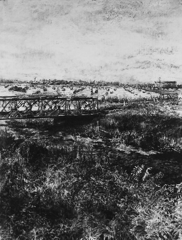 Judith Tucker Outfalls 5 charcoal, varn