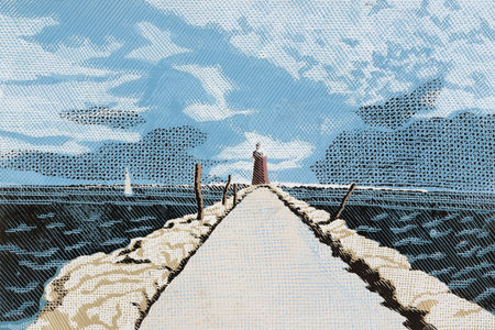 K majáku, Barevný linoryt, 2017, Pavel Piekar