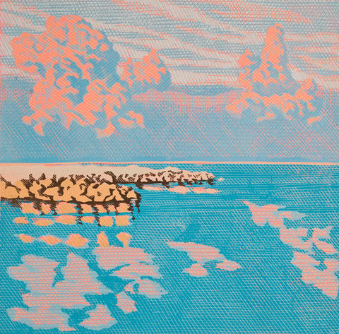 Pozdní odpoledne, Barevný linoryt, 2009, Pavel Piekar