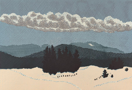 Zima - Šumava, Barevný linoryt, 2010, Pavel Piekar