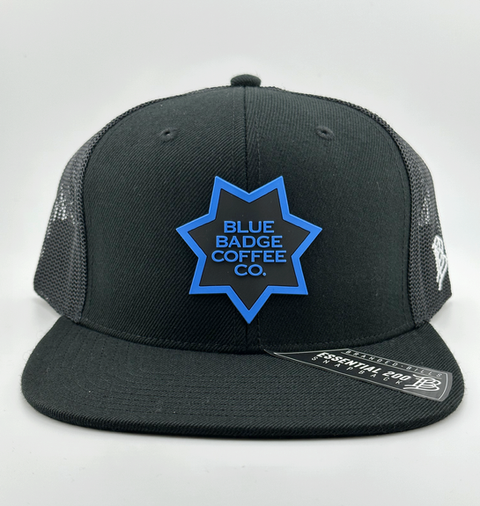 Blue Badge Coffee Flat Trucker Snapback cap