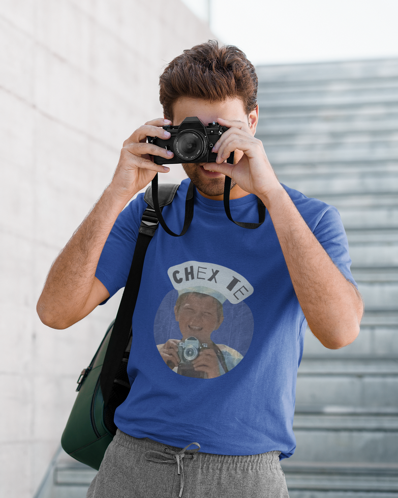 Кралско синя мъжка тениска "Снех те" – хумористичен подарък за фотографи