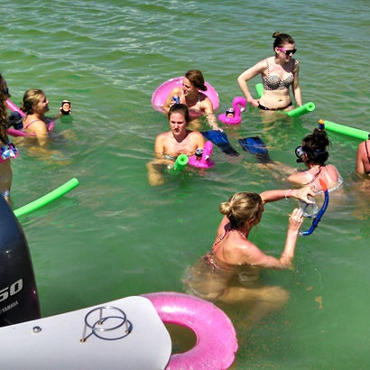 A secluded spot for bachelorettes on our Sandbar Party Private Charter, St Pete