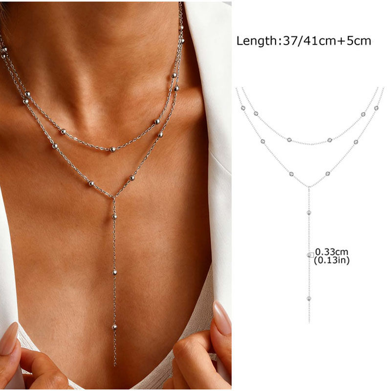 Thumbnail: Stainless Steel Lariat Necklace Gold Plated, Dainty Long Necklace Laryered Neckl