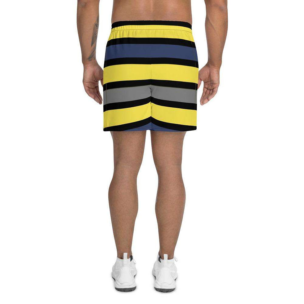 Miniatura: Men's Tropical Dark Blues/Yellow Long Shorts