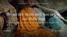 "Header-Grafik zum Blogpost 'Wenn der Atem sich von selbst zur Ruhe legt' – DassPrem meditierend in einer Felsengrotte, mit Text 'Asana ist nicht Atemtechnik. Prāṇāyāma ist nicht Breathwork.' und Workshop-Termin 16.–18. Oktober Salzburg"