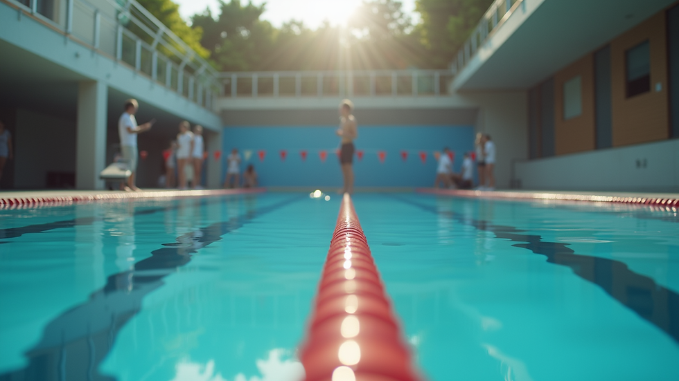 Close-up view of a swimming coach giving instructions poolside
