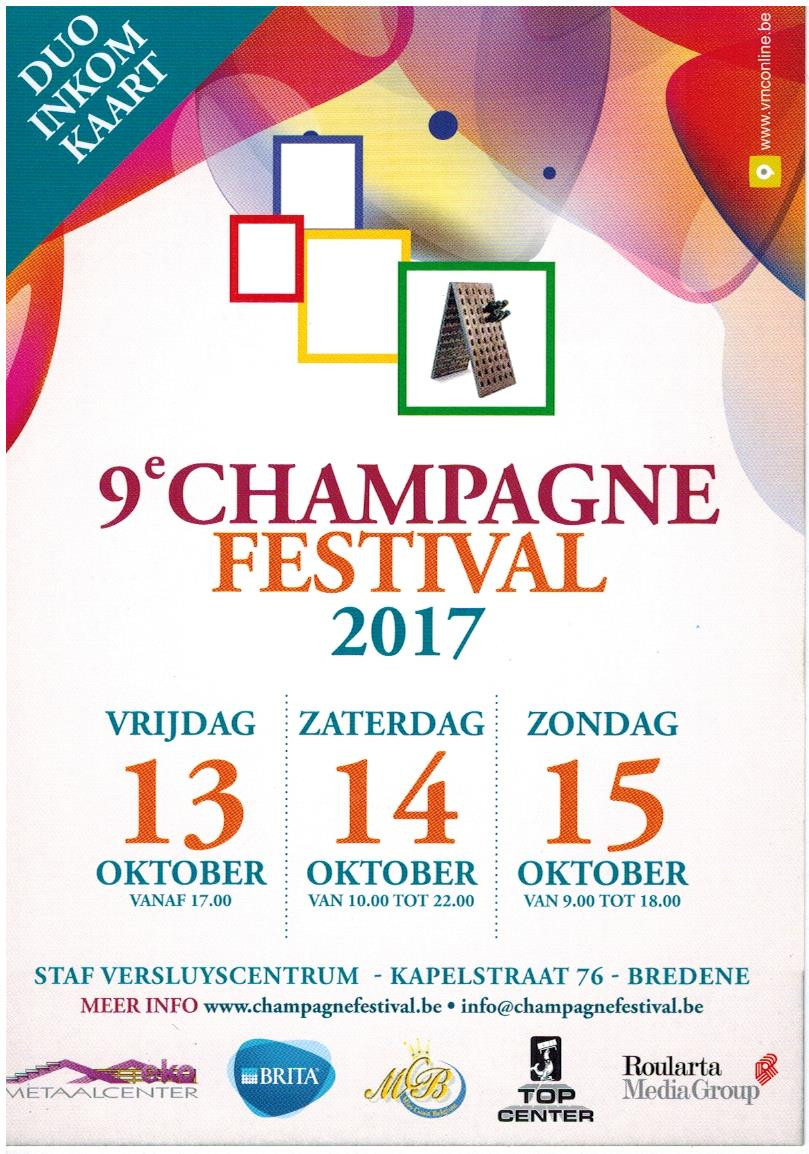 13, 14 et 15 Octobre 2017 DĒGUSTATION DE NOS CHAMPAGNES