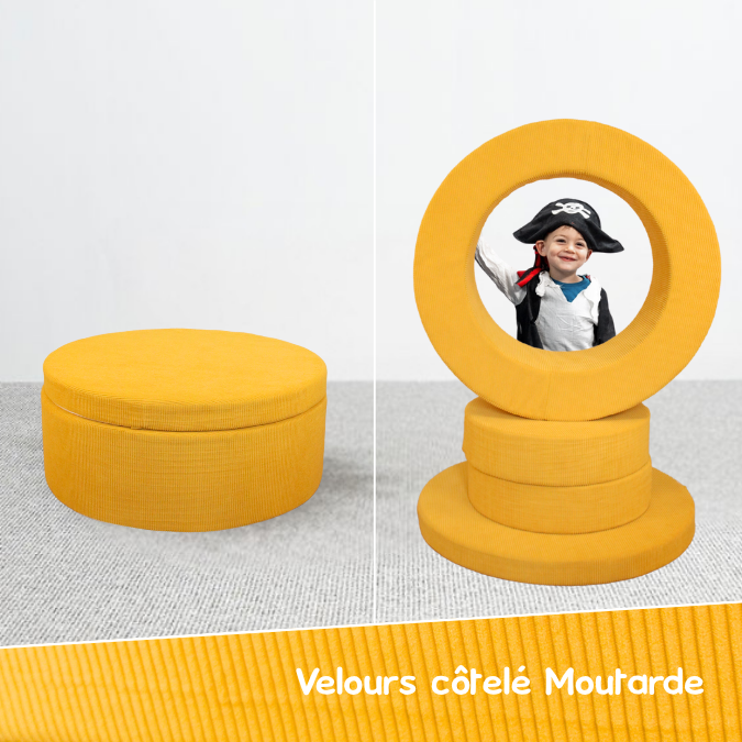 Pouf jaune multifonctions enfants