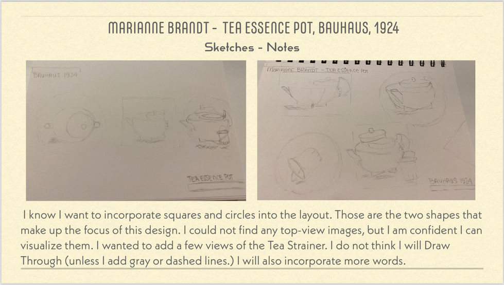 Marianne Brandt - Tea Essence Pot {Layout sketches and Ideas}
