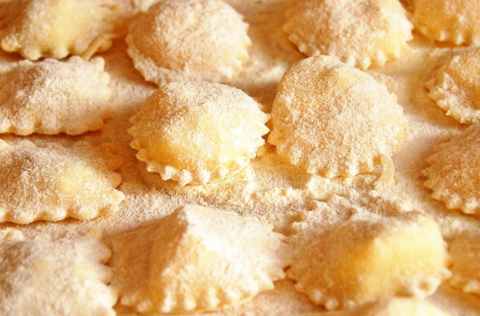 Ravioli redondos al chocolate