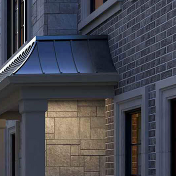 Rendering of stone facade and brownstone architecture.
