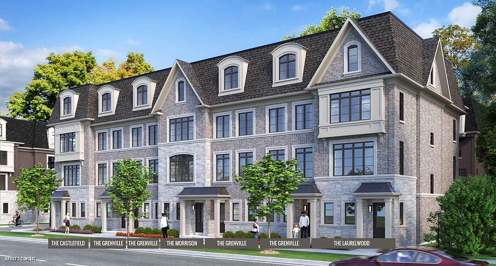 Exterior rendering of Uptown block 2 townhomes