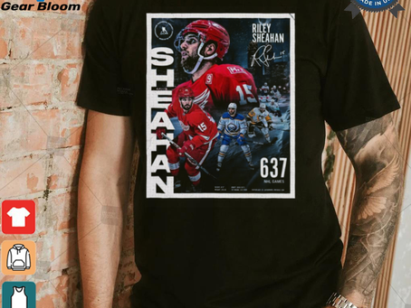 Official Poster Riley Sheahan Red Wings NHL 2024 637 Regular Season Games Signature t shirt