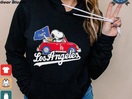 Snoopy x Woodstock driving car Los Angeles Dodgers MLB Playoff shirt