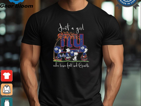 Peanuts Characters Just A Girl Who Loves Fall And New York Giants 2024 Shirt