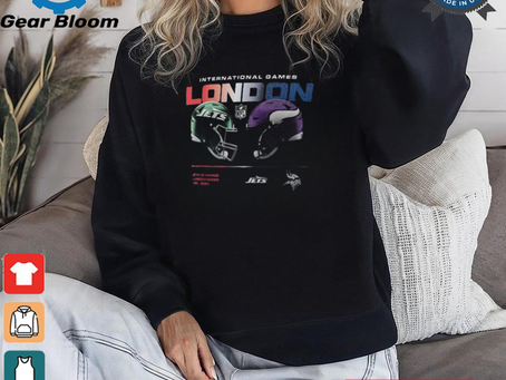 York Jets vs. Minnesota Vikings Nike Black International Games London 2024 T Shirt