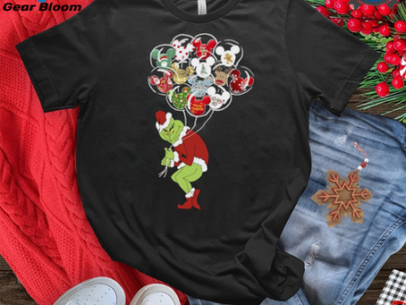 Grinch Mickey balloon Disney Christmas shirt