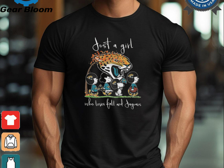 Peanuts Characters Just A Girl Who Loves Fall And Jacksonville Jaguars 2024 Shirt