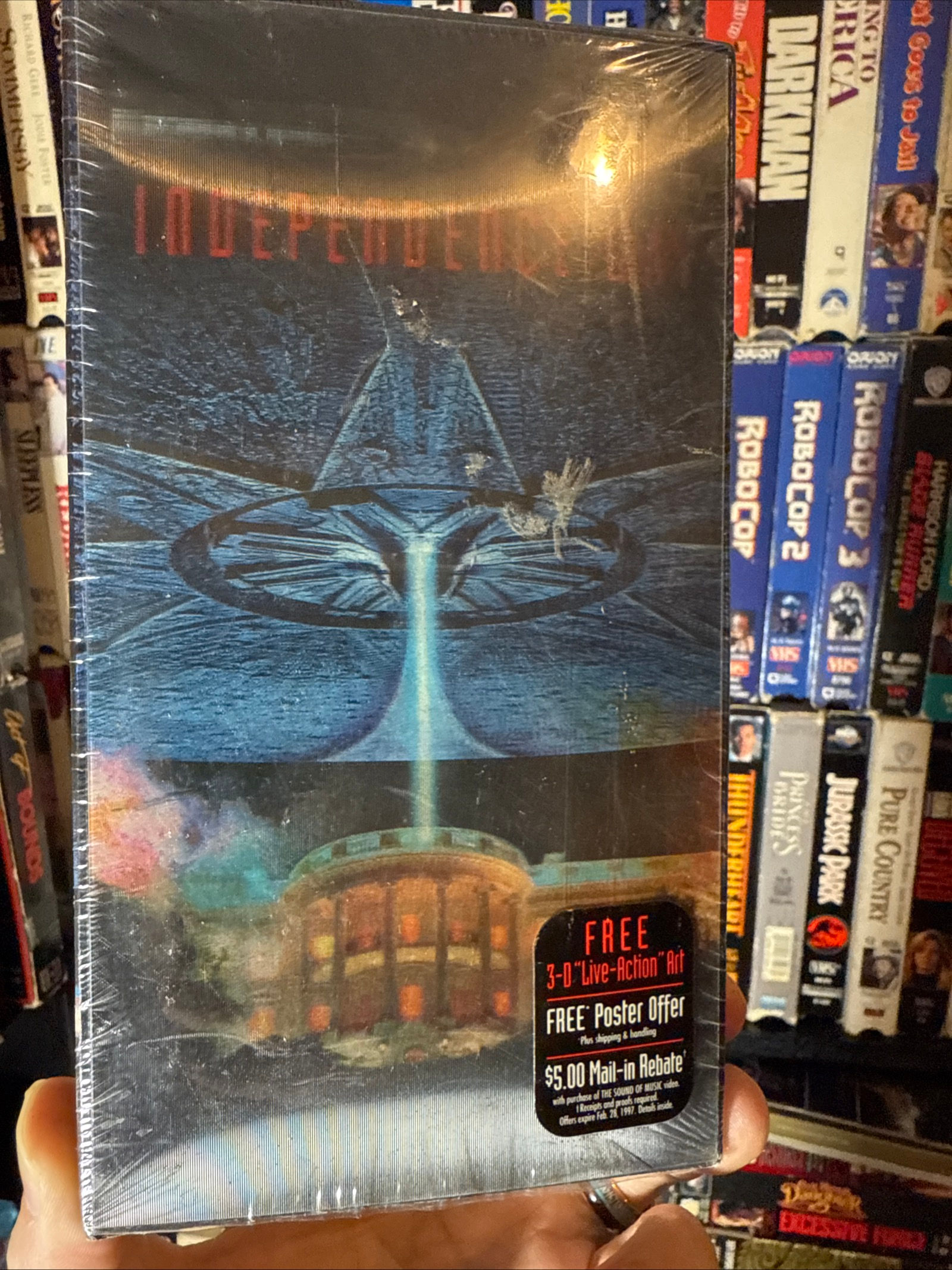 Independence Day 1996 VHS Original Release Holographic Cover NON RENTAL