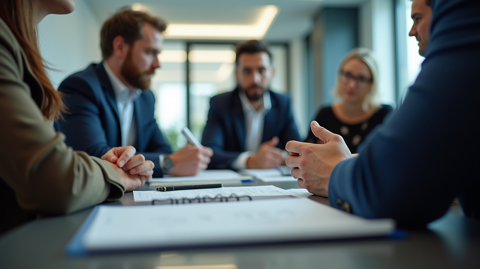 Close-up view of the AutoScentx team meeting to discuss strategy