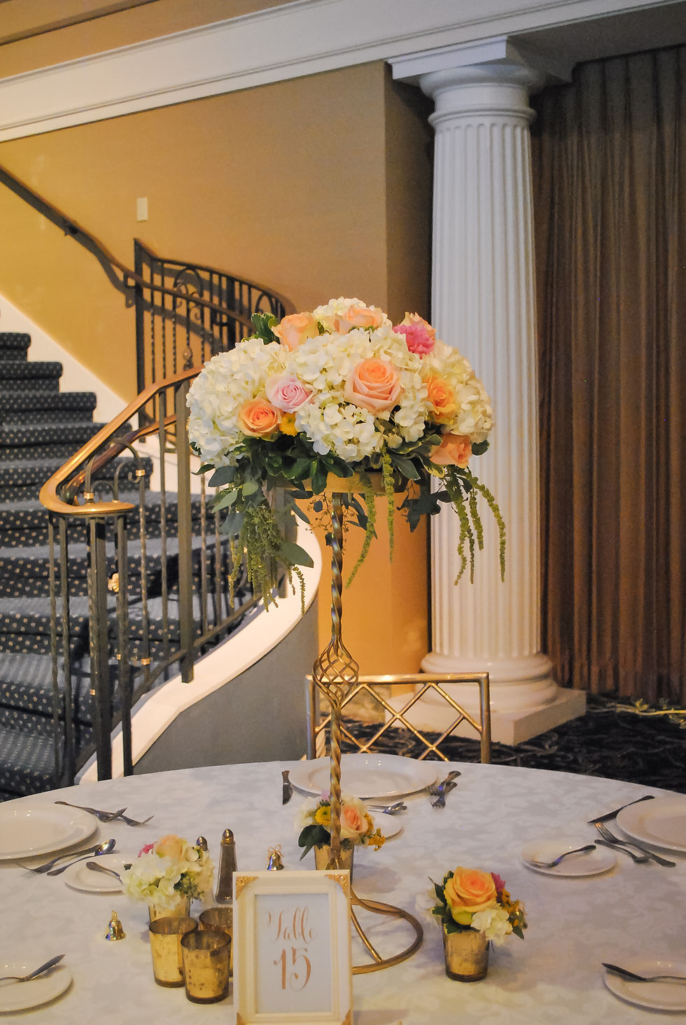 Peach, pink and yellow gold wedding