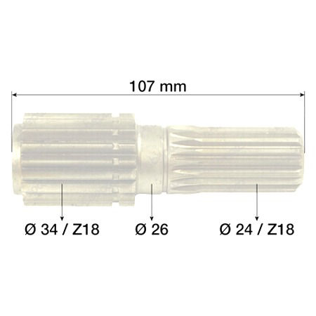 Drive Shaft (18 Spl-18T) Case/Ford/JD (ZF Axles) 10 40 50 85 95 Series 81453C1