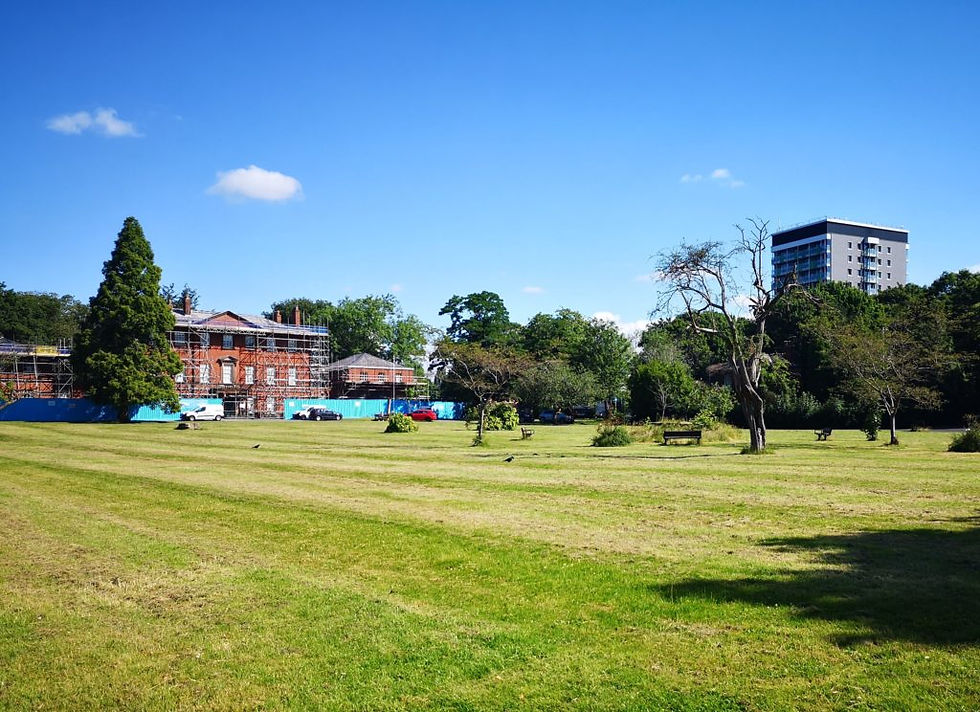 Platt Hall in the corner of Platt Fields, under restoration