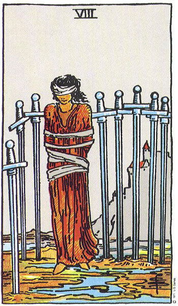 the Eight of Swords, Rider-Waite Smith Tarot