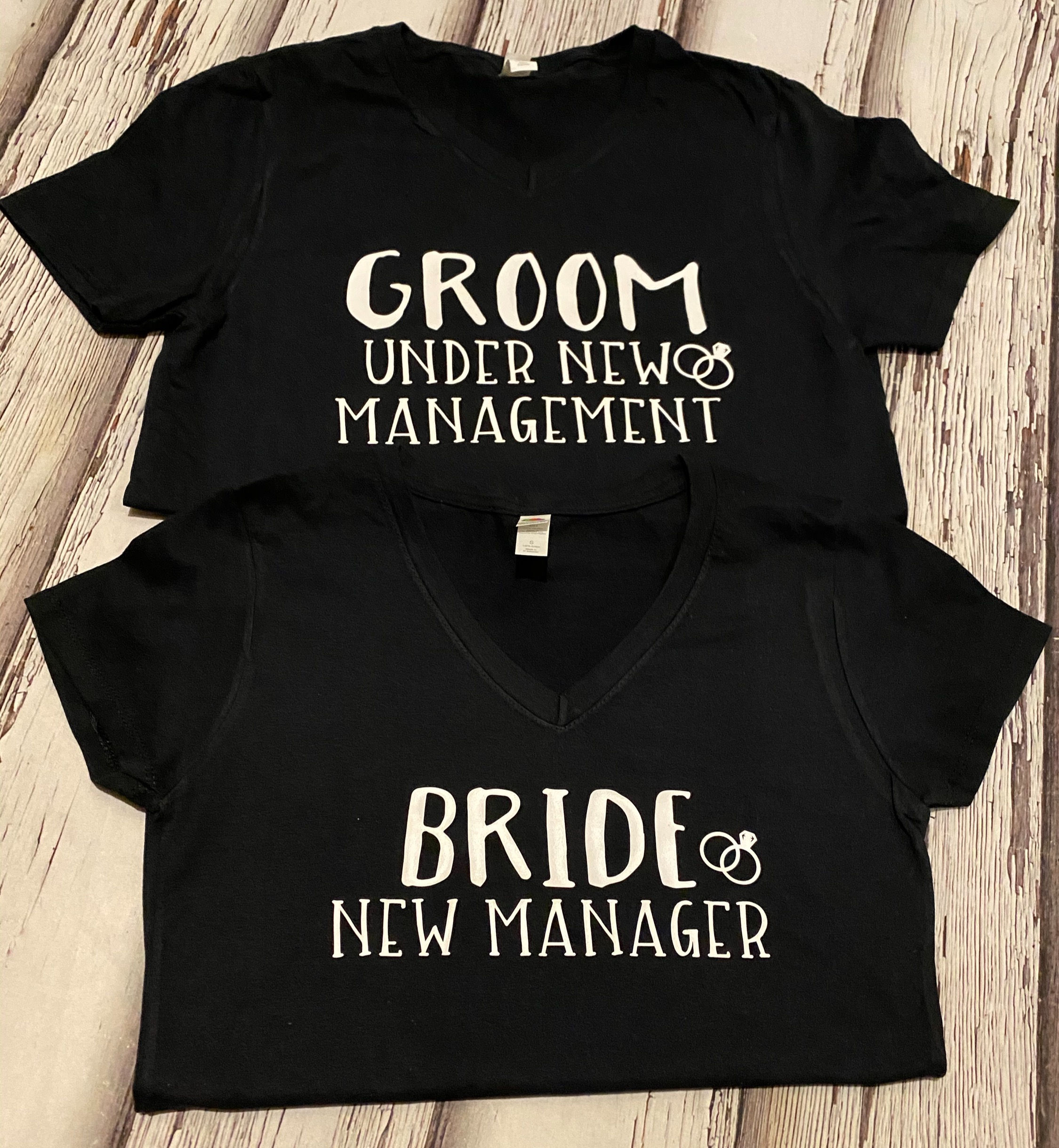 Black New Manager Newlywed T-shirts