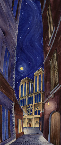 Alleys of Paris II - watercolor - 42" x 18" - $2,750