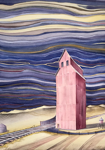 Lonesome Elevator II - watercolor - 22" x 15" - $1,250