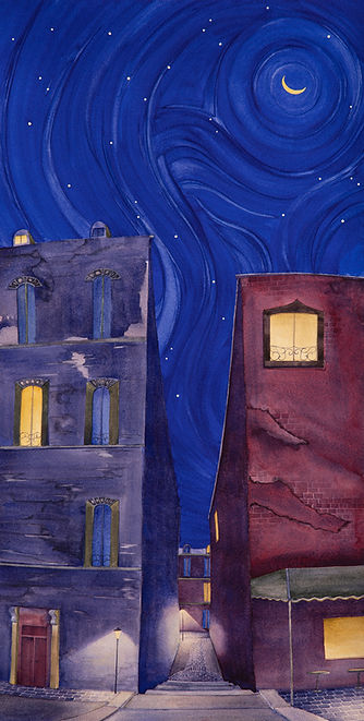 Alleys of Paris V - watercolor - 38" x 19.5 - $1,450