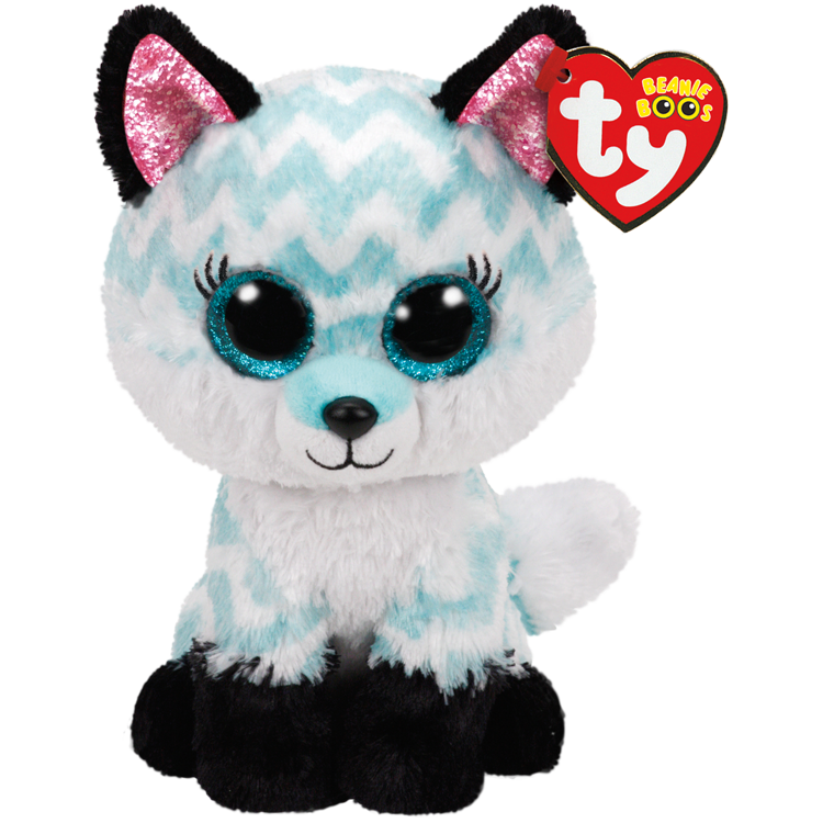 TY Beanie Boos ATLAS - aqua chevron fox reg