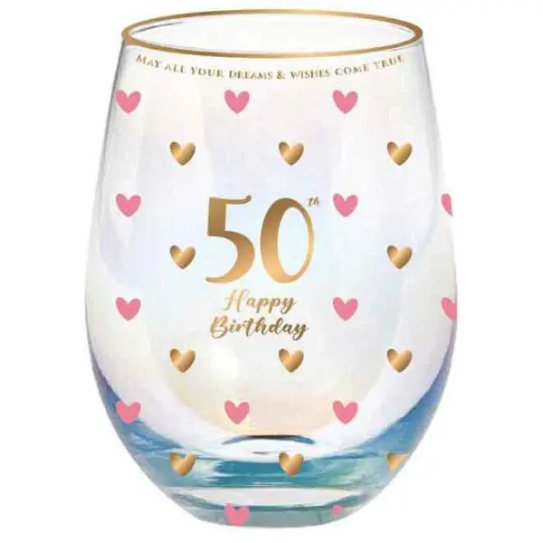 50th Sweet Heart Stemless Glass