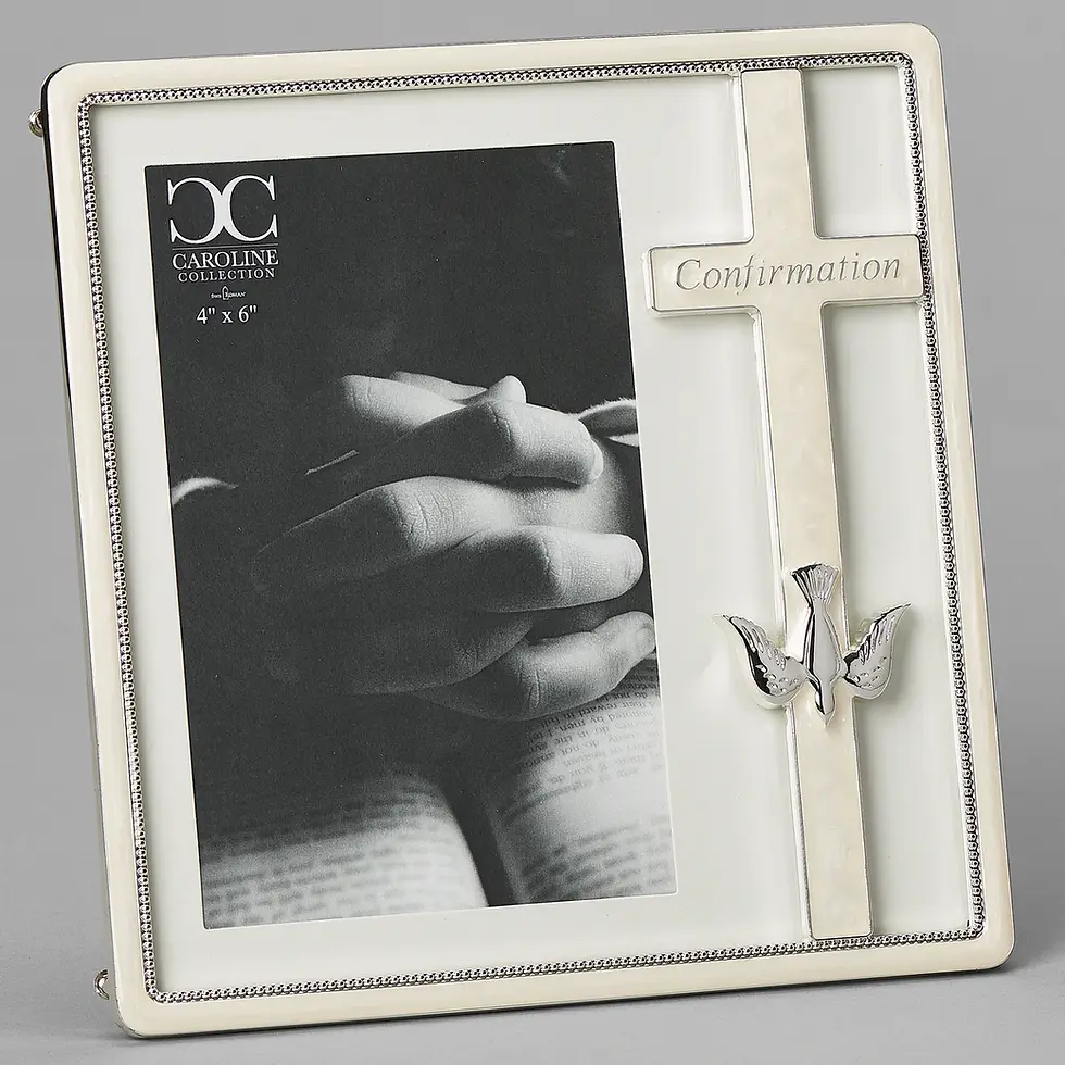 Caroline Collection Confirmation White Cross & Dove Picture Frame