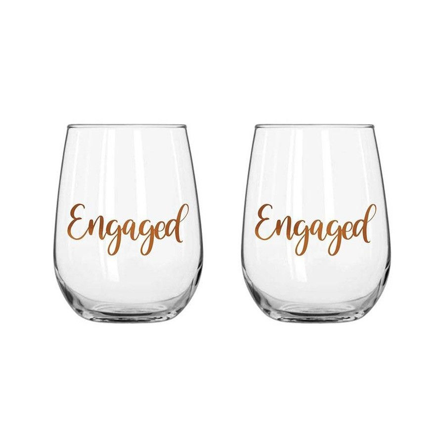 Engaged Stemless Rose Gold Glass
