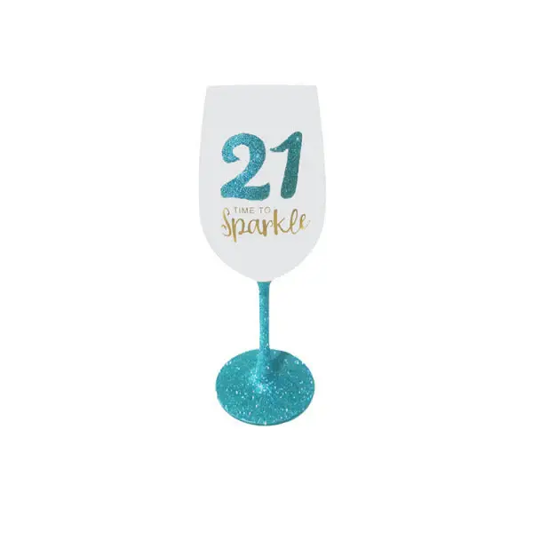 21st Birthday Mint Sparkle Wine Glass