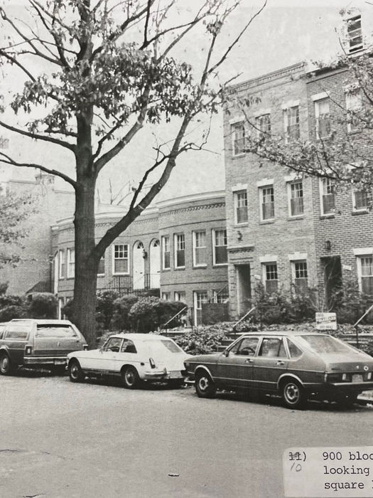 A streetscape view of the rows. (EHT Traceries, Nov. 1983)