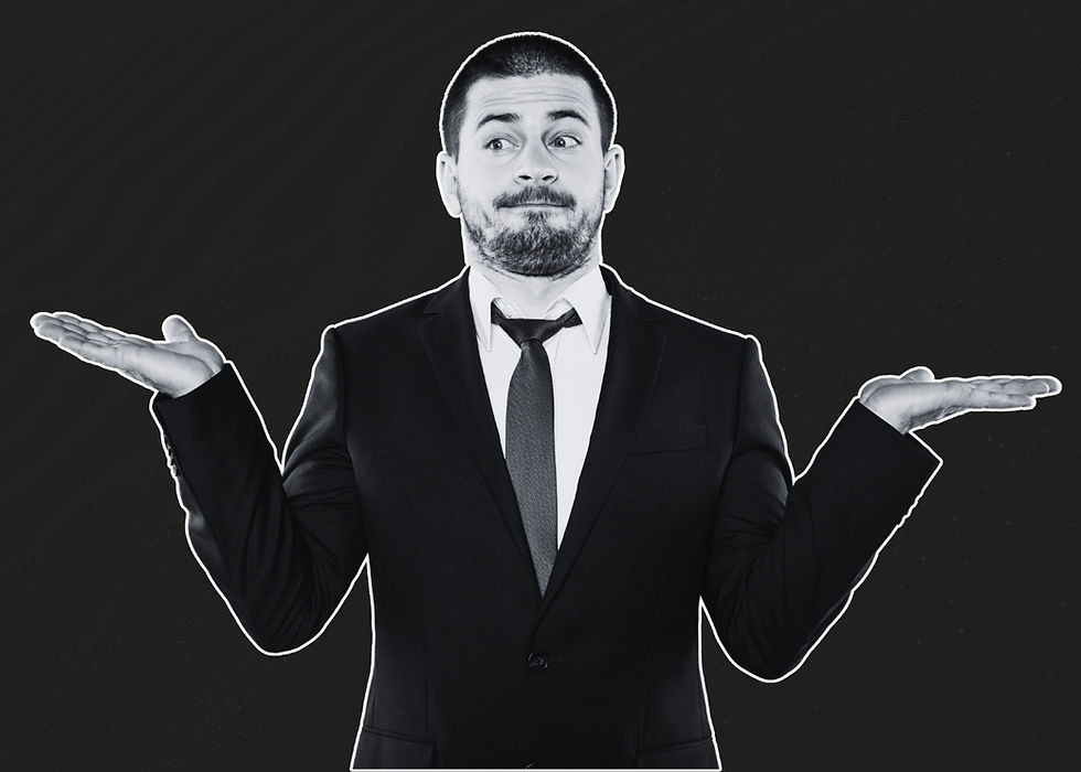 A man putting his arms out to ask, "What?"
