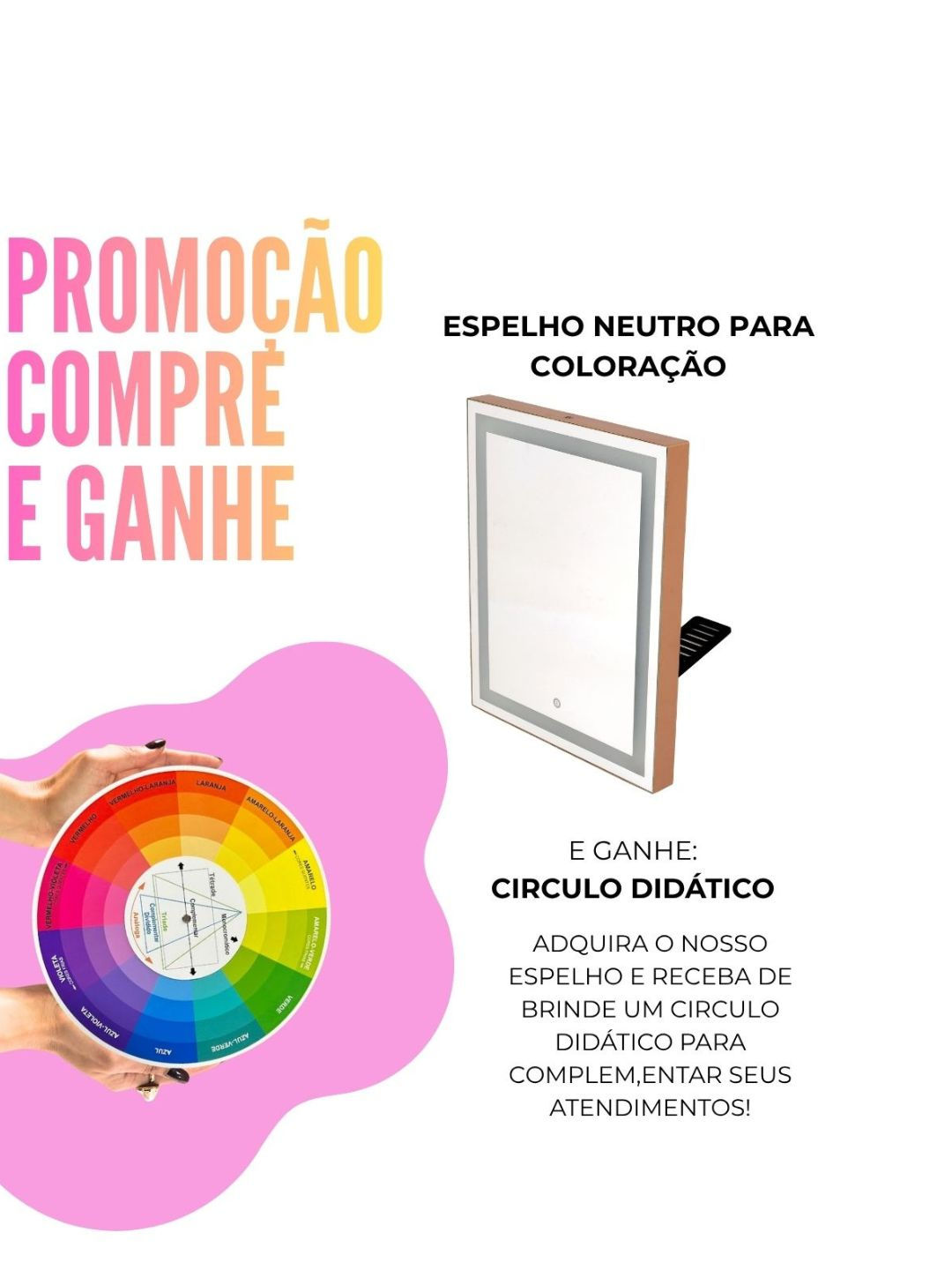 Espelho Portatil para Coloração Pessoal 5500K