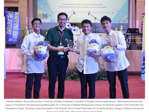 3 PSHS Students recognized at International Science Fair