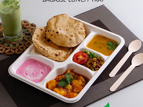 Eco-Friendly Sugarcane Bagasse 5 Compartment, Lunch, or Dinner Tray.