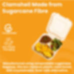 Thumbnail: 8x8 bagasse clamshell meal box with 3 compartments, compostable takeaway food container