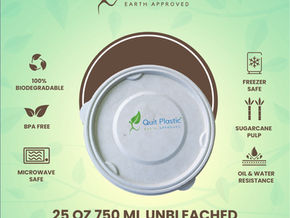 Customised four colour logo printed 25 Oz 750 ml unbleached sugarcane bagasse pulp eco-friendly takeaway food container