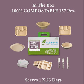 ECO-FRIENDLY DINNER SET FOR HOSTEL STUDENTS AND WORKING PAYING GUESTS MANUFACTURED BY QUIT PLASTIC INDIA