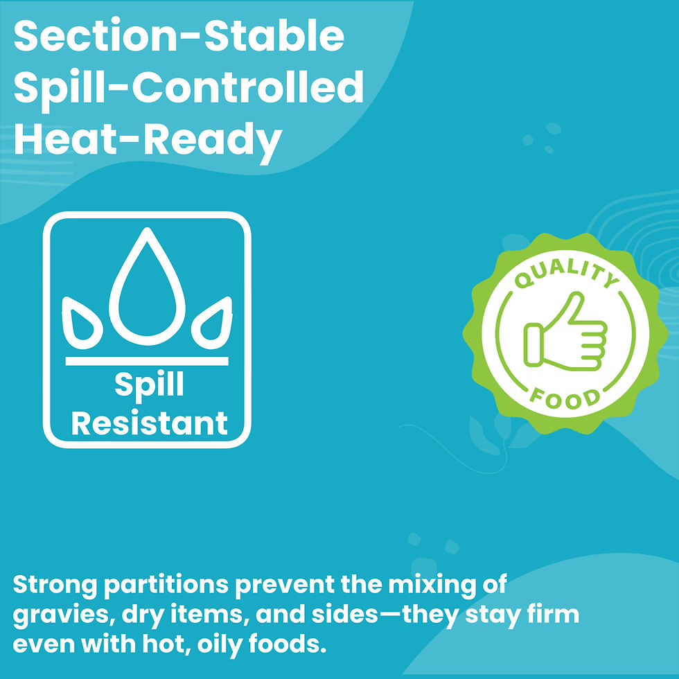 थंबनेल: 9-inch bagasse 3-compartment plate spill resistant heat ready disposable plate with strong partitions for rice curry dry food