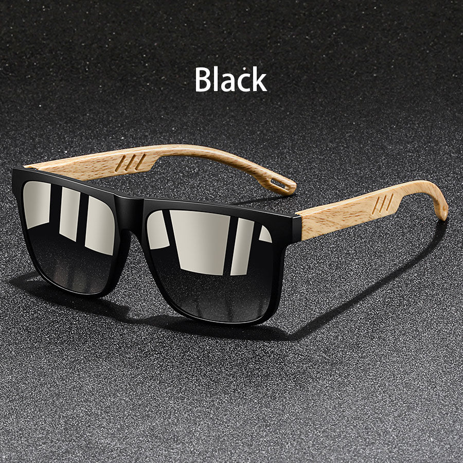 Thumbnail: SFS Super Fresh Men's Shades: Classic Square Wood-Grain Executive Sunglasses