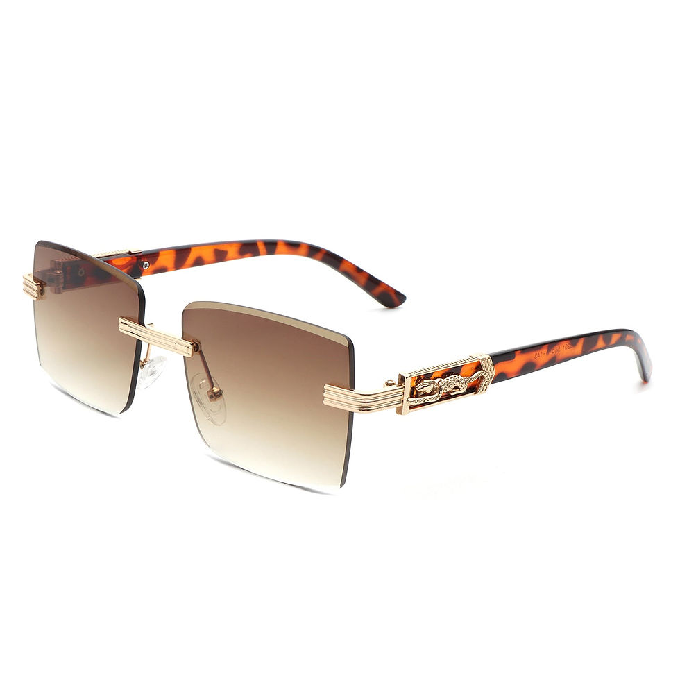 Thumbnail: SFS Tycho - Rimless Square Retro Tinted Fashion Flat Top Sunglasses
